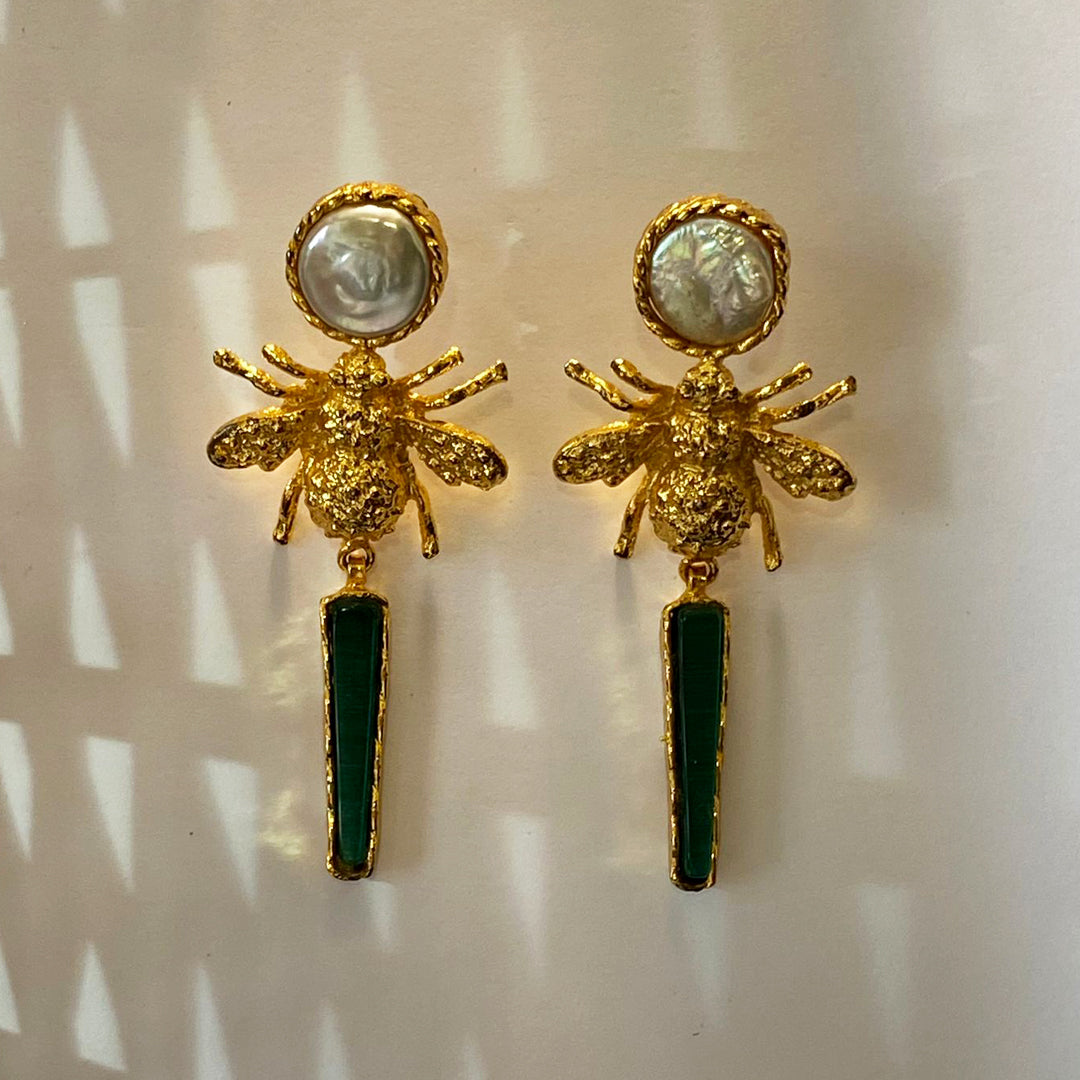 Golden Bee's Emerald Garden Earrings