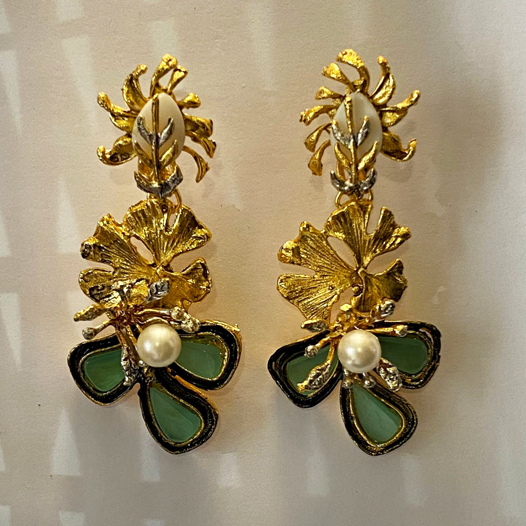 Golden Bloom Leafy Delight Earrings