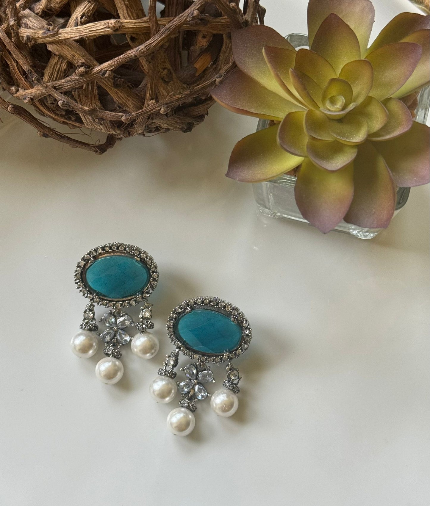 Azure Gemstone Cascade Earrings