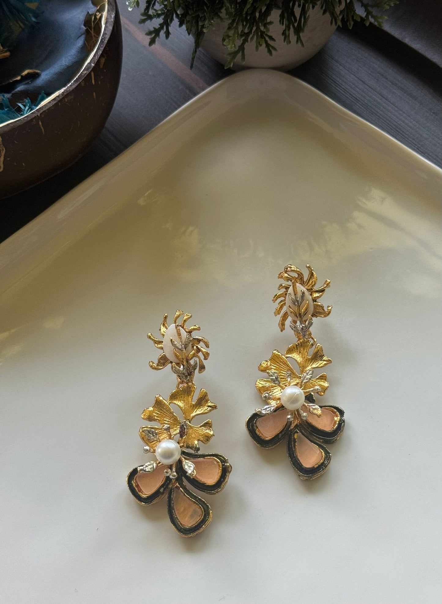 Golden Bloom Leafy Delight Earrings