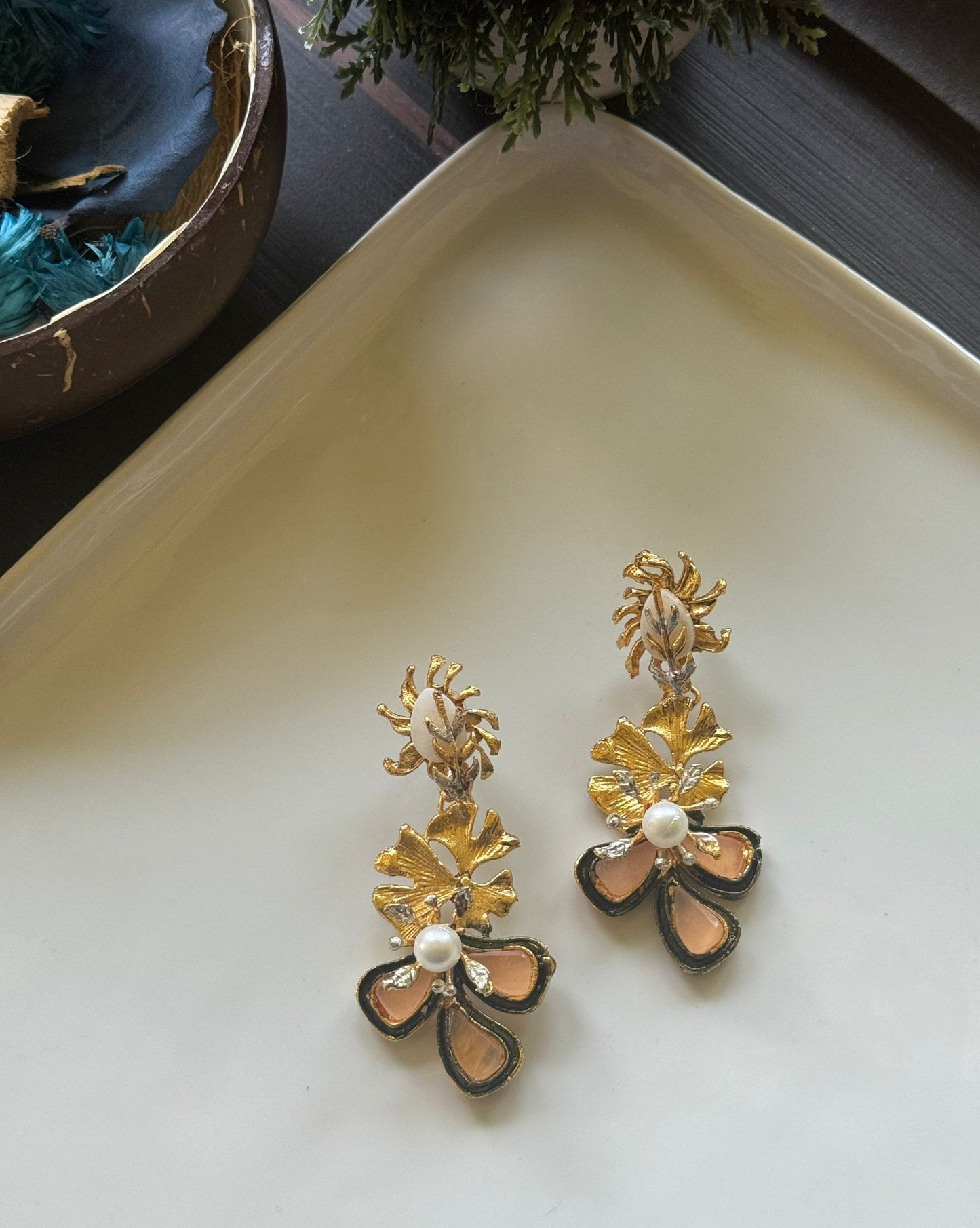 Golden Bloom Leafy Delight Earrings