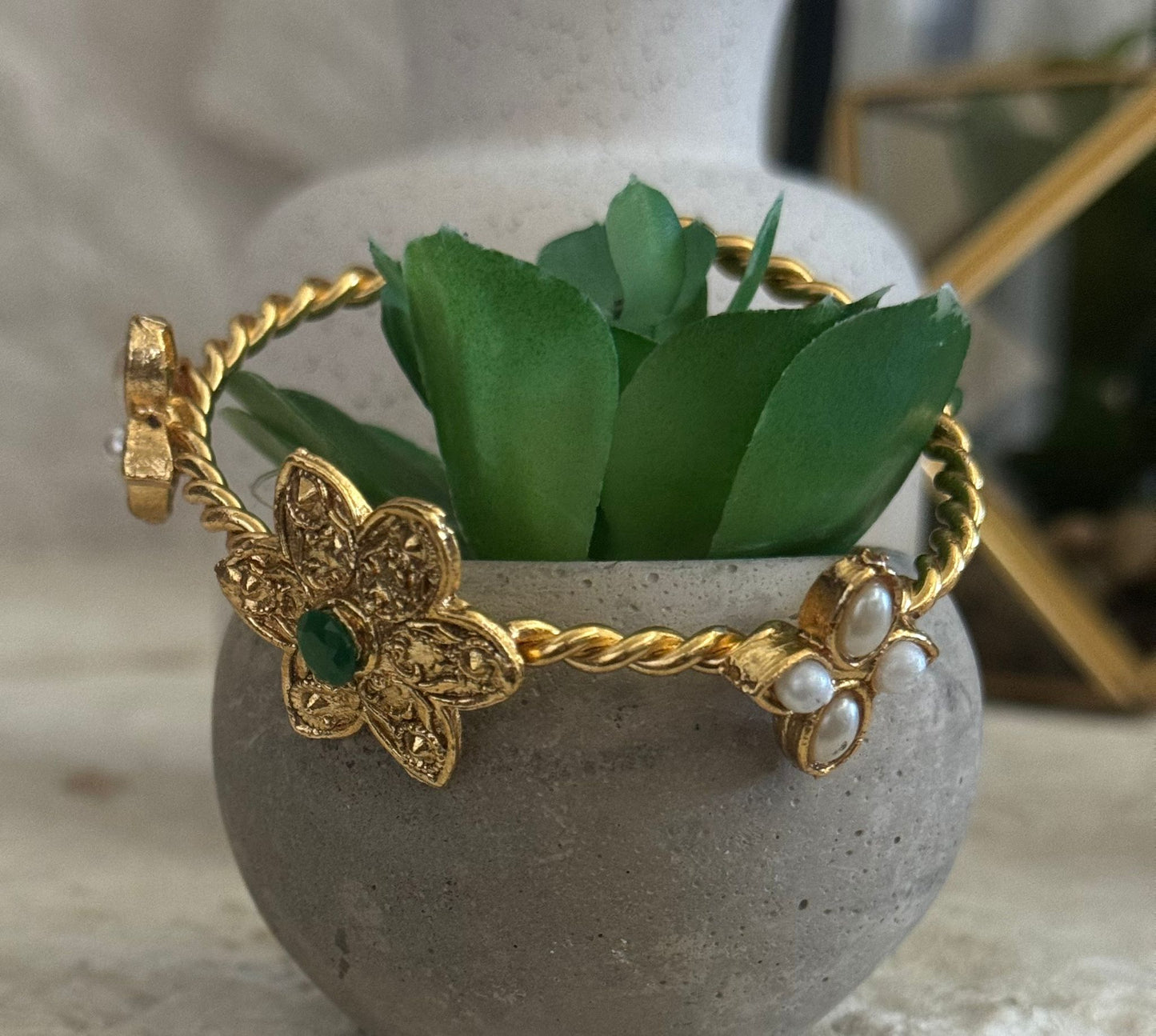 Golden Blossom Emerald Bracelet