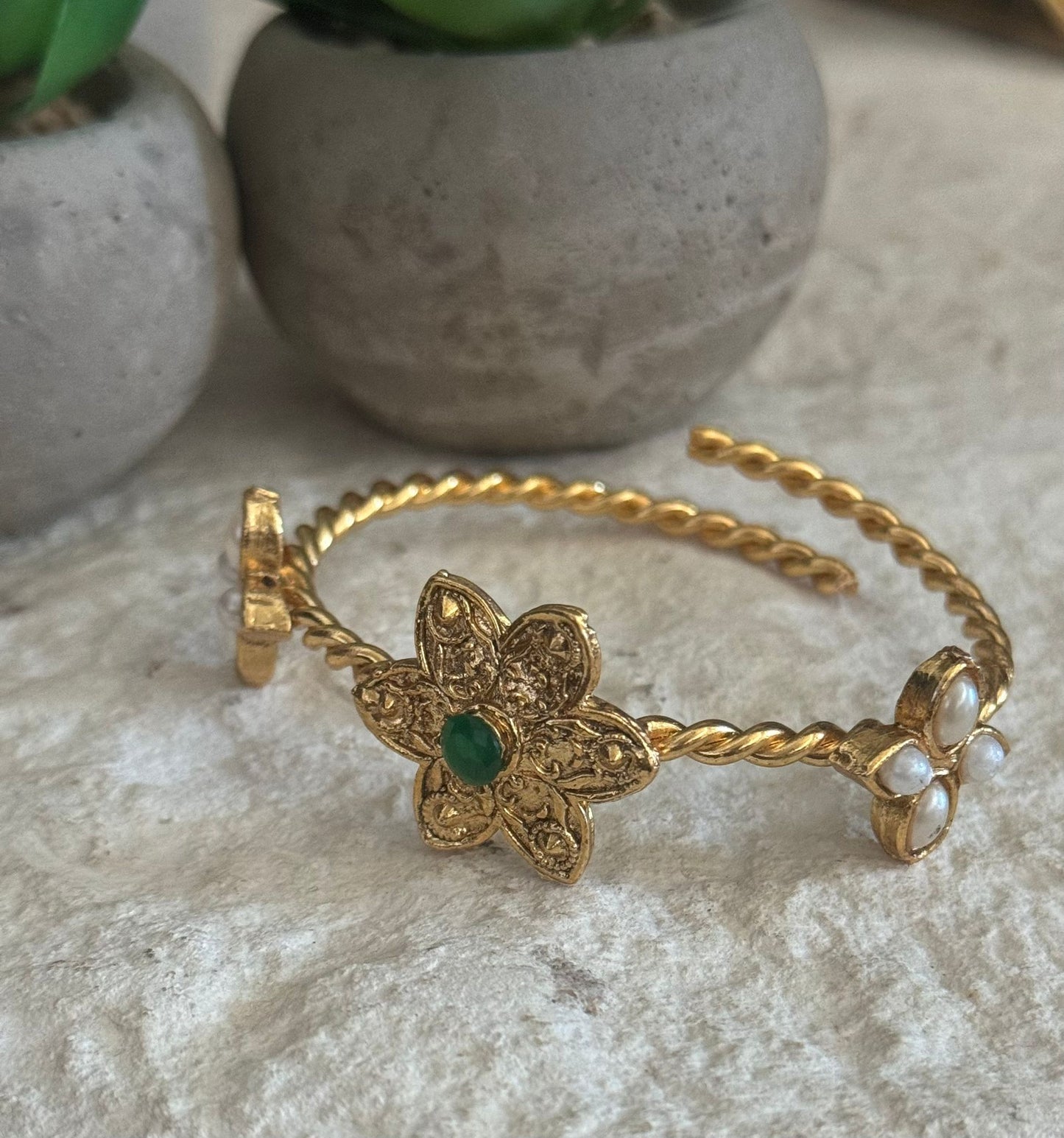 Golden Blossom Emerald Bracelet