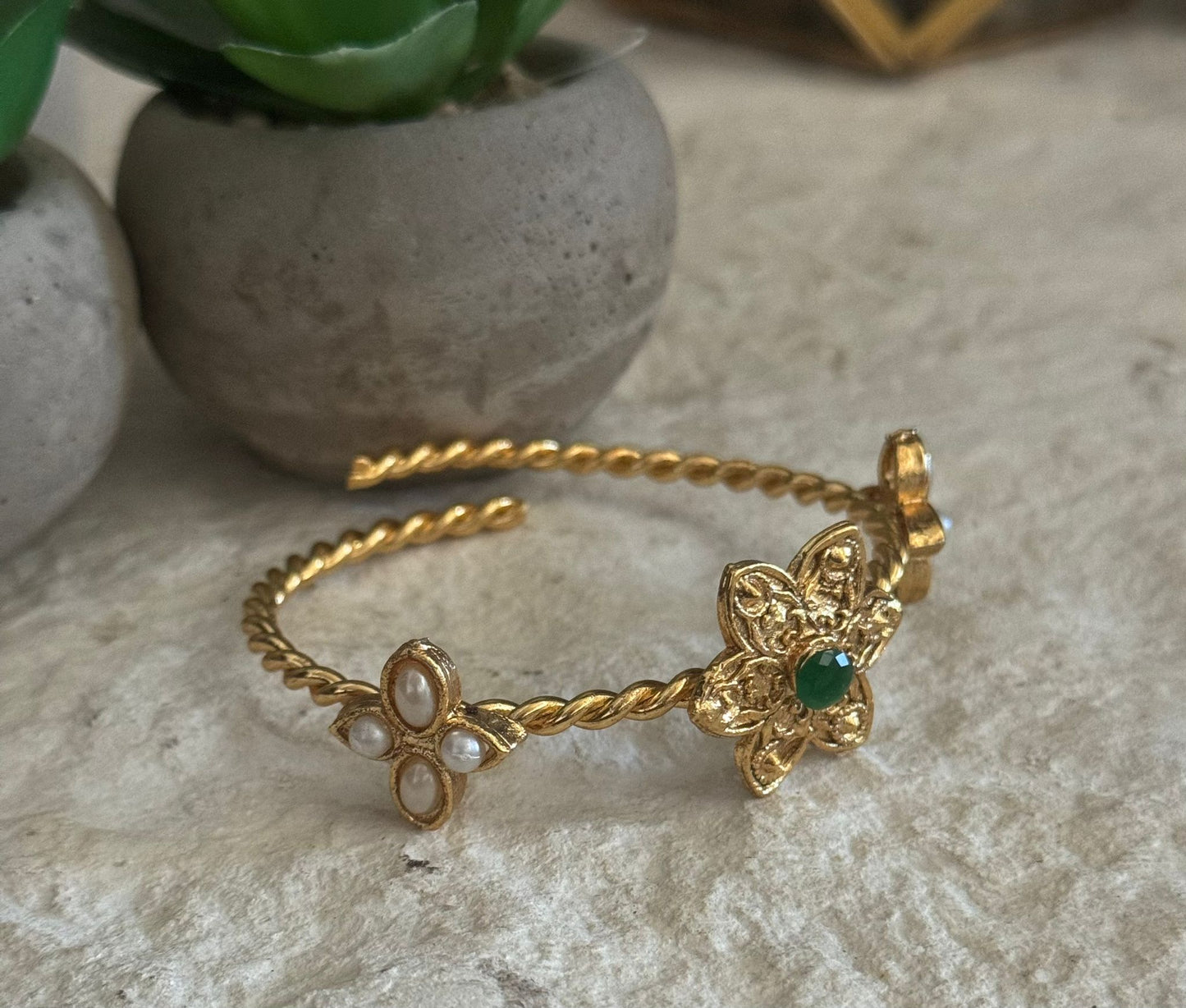 Golden Blossom Emerald Bracelet