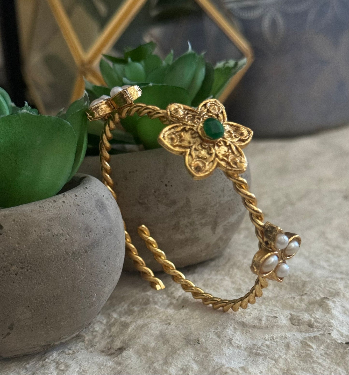 Golden Blossom Emerald Bracelet