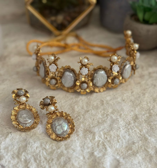 Golden Floral Pearl Ensemble