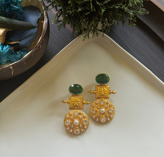 Golden Green Glamour Earrings