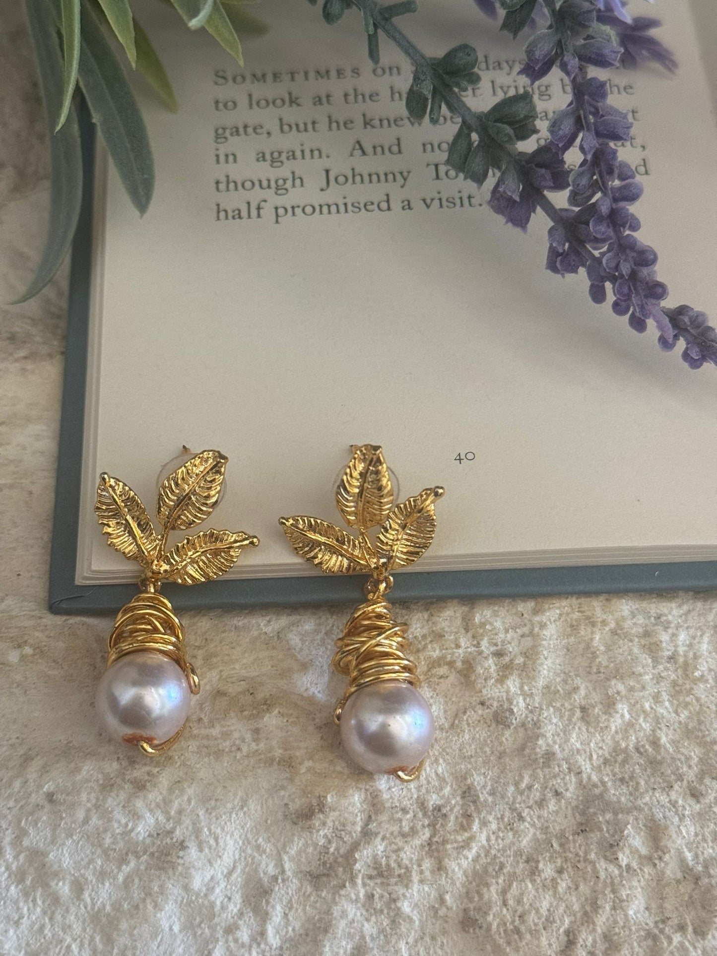 Triple Leaf Pearl Dangles