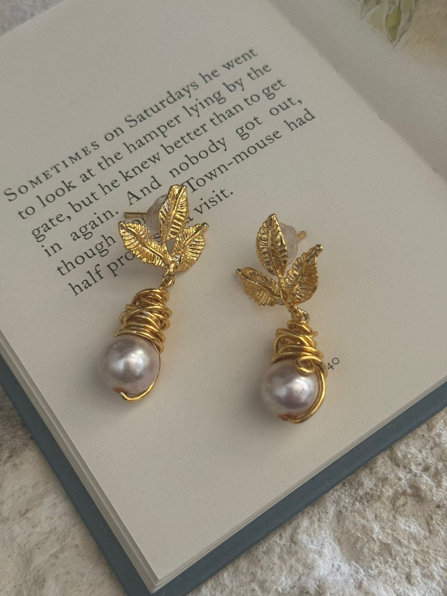 Triple Leaf Pearl Dangles