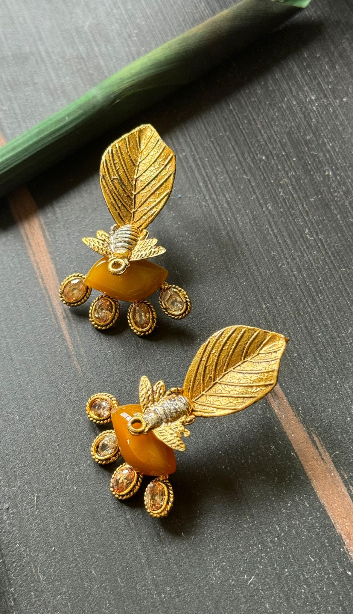 Bee and Leaf Gilded Drops