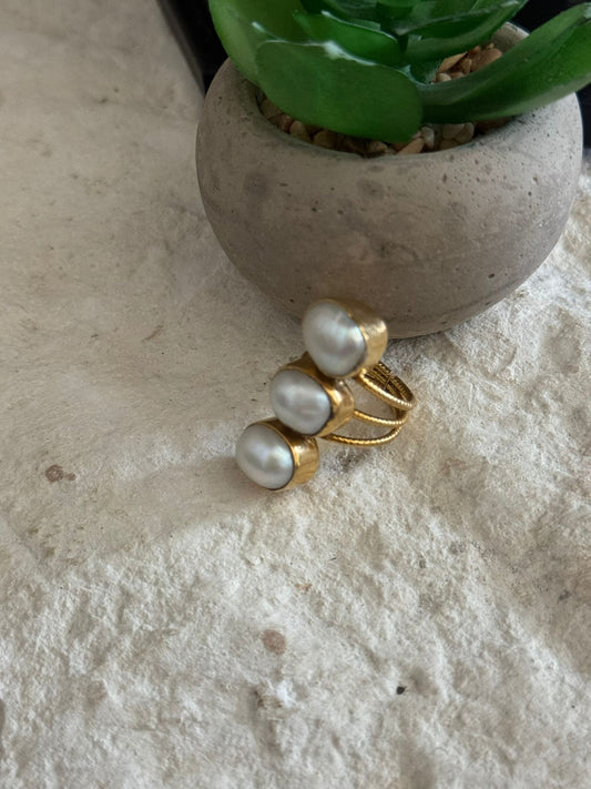 Trio Pearl adjustable Ring