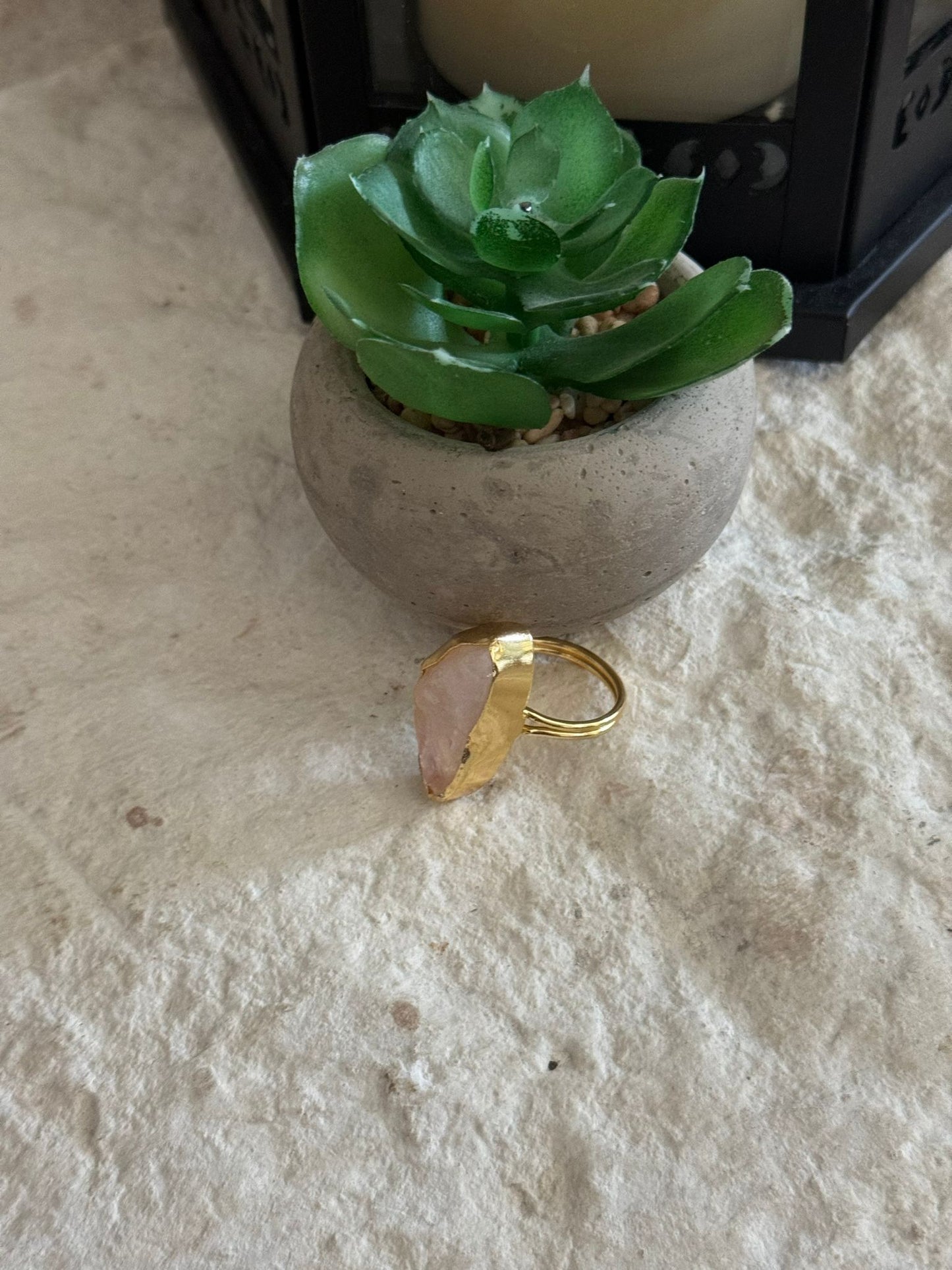 Rose Quartz Adjustable Ring