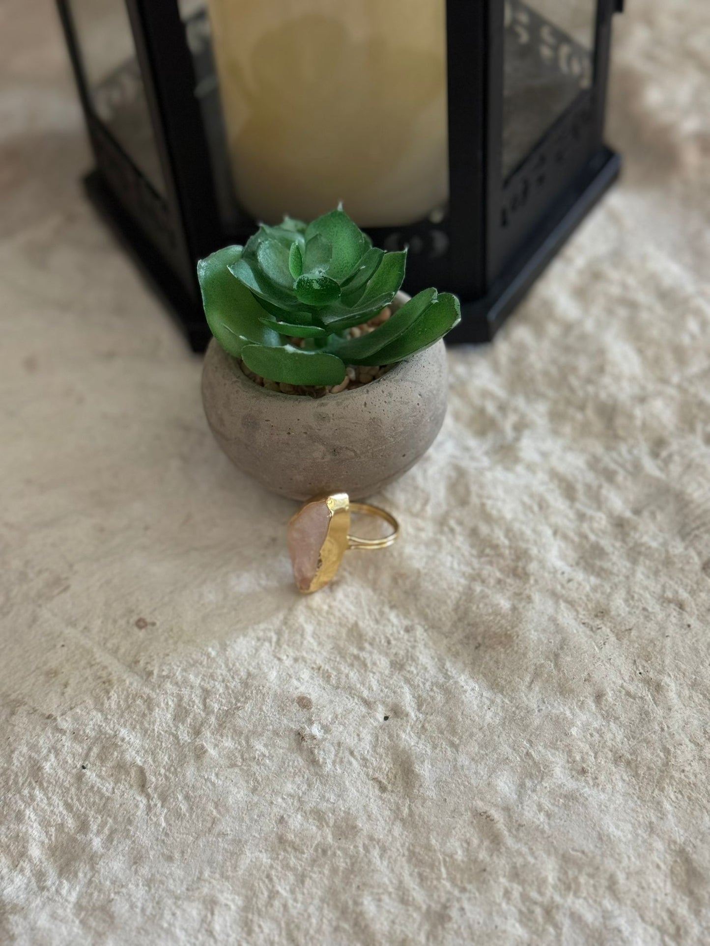 Rose Quartz Adjustable Ring