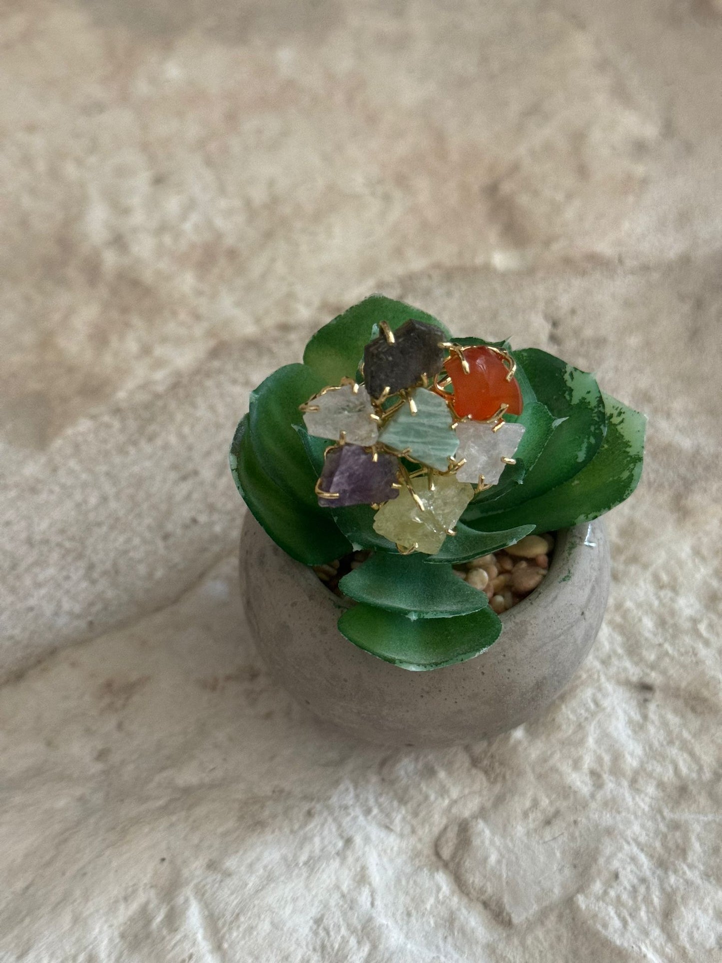 Multi Color Quartz Stone Adjustable Ring