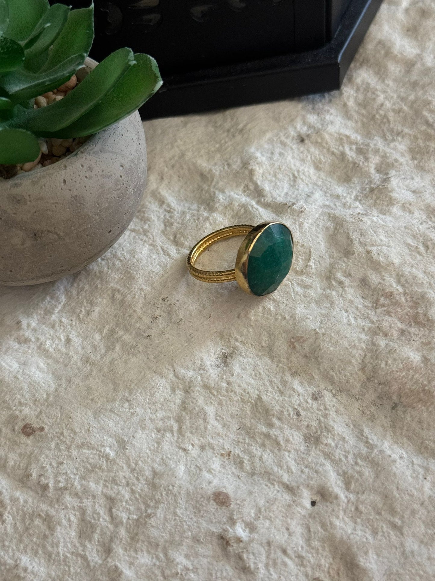 Green Apatite Stone Adjustable Ring