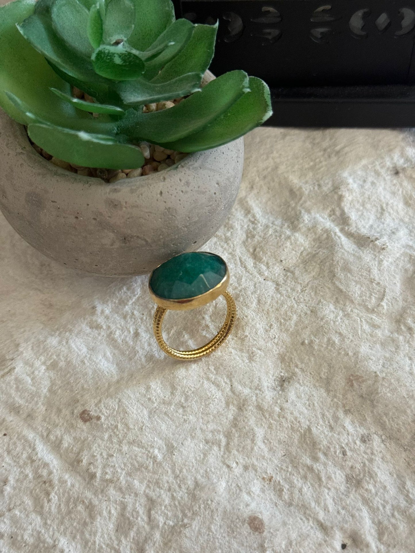 Green Apatite Stone Adjustable Ring