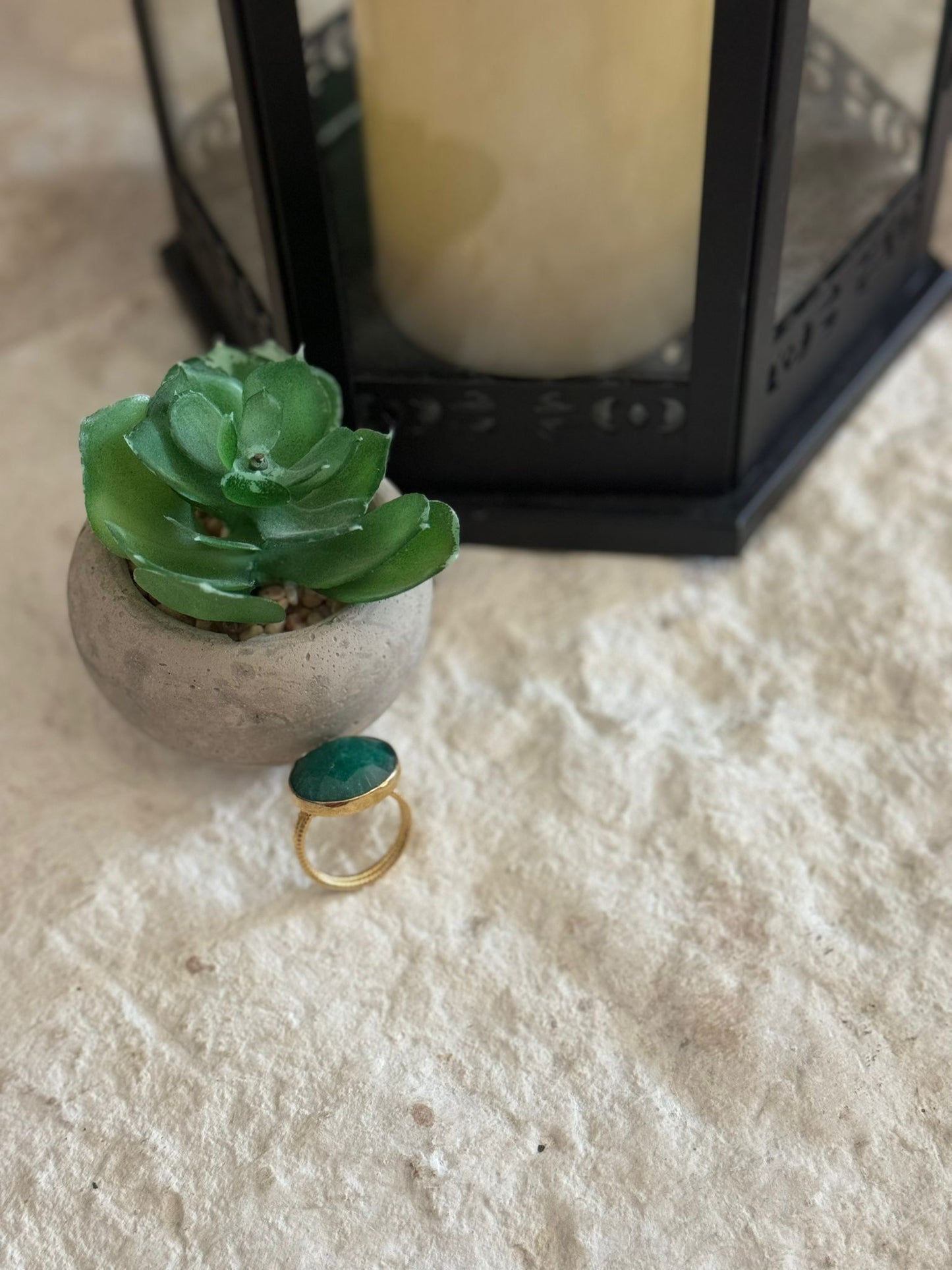 Green Apatite Stone Adjustable Ring