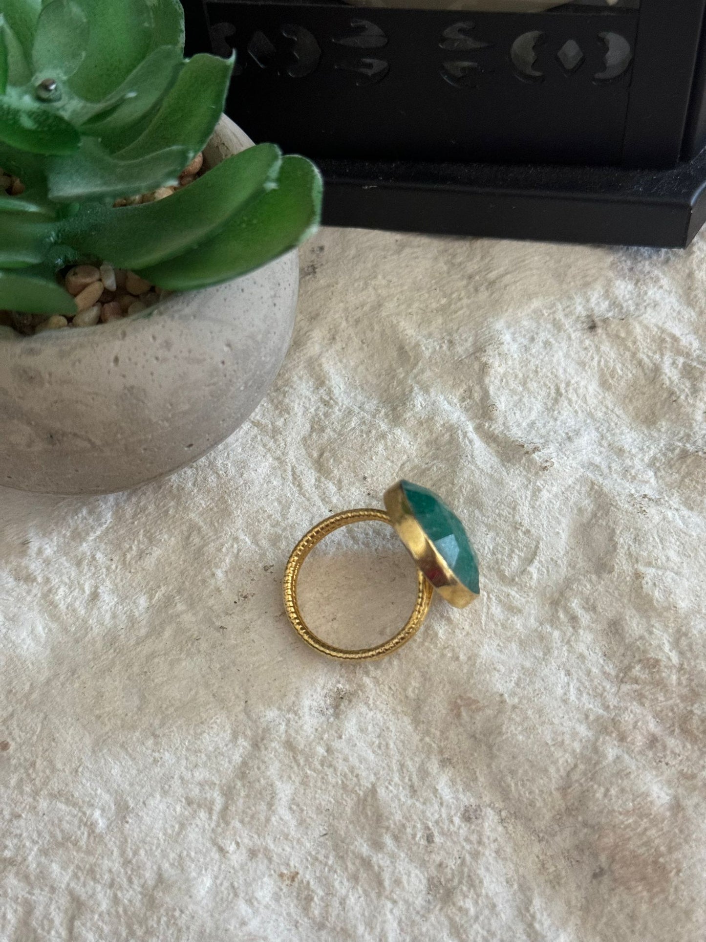 Green Apatite Stone Adjustable Ring