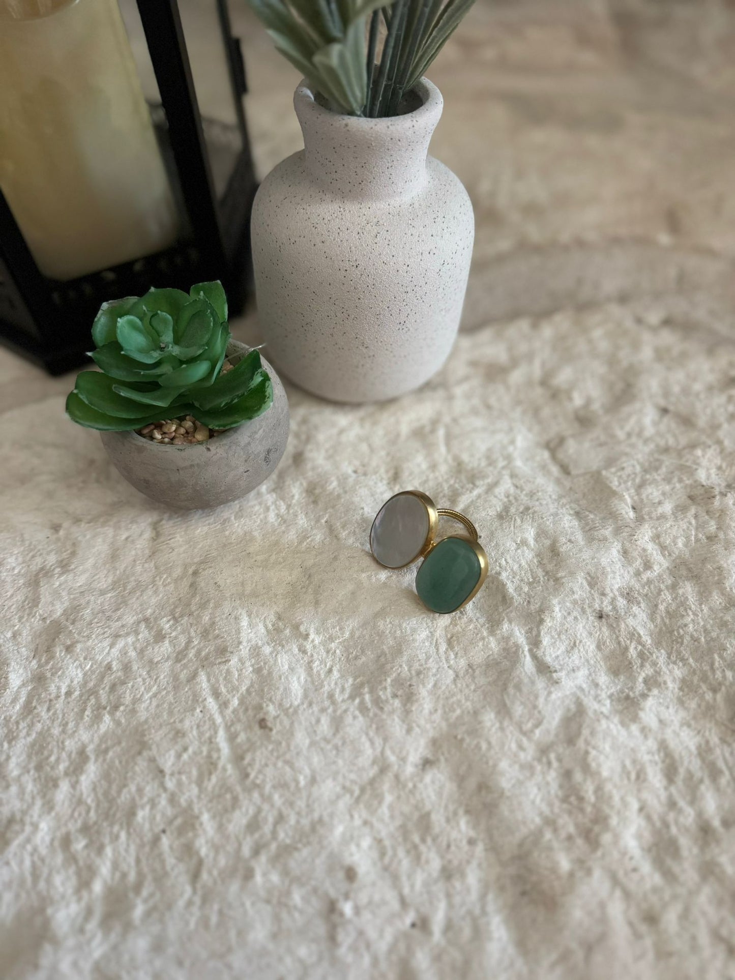 Green Apatite Stone Adjustable Ring