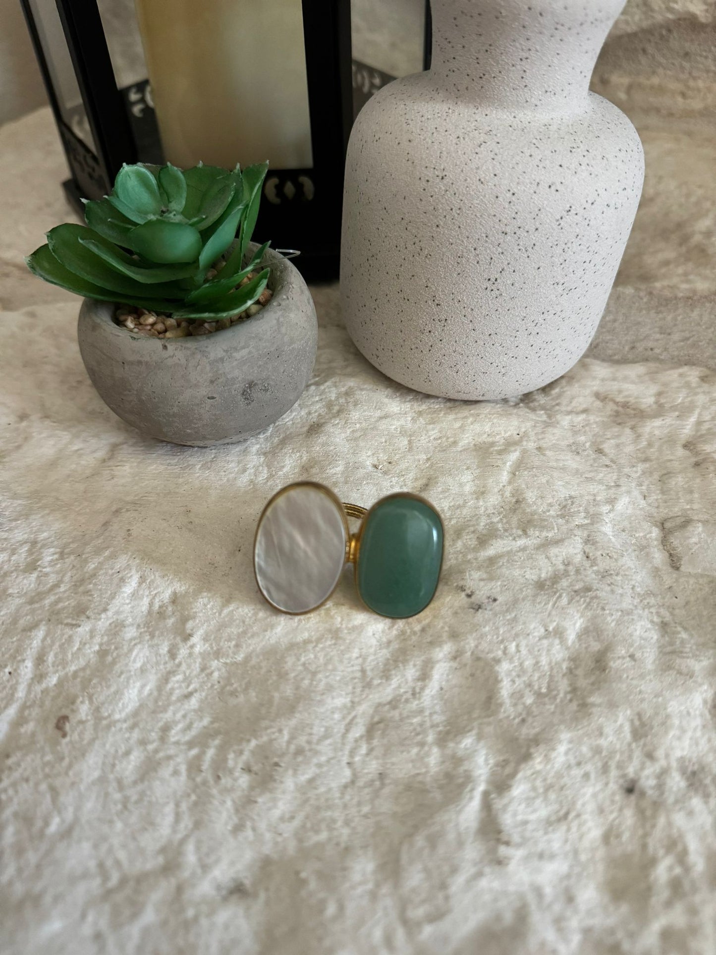 Green Apatite Stone Adjustable Ring