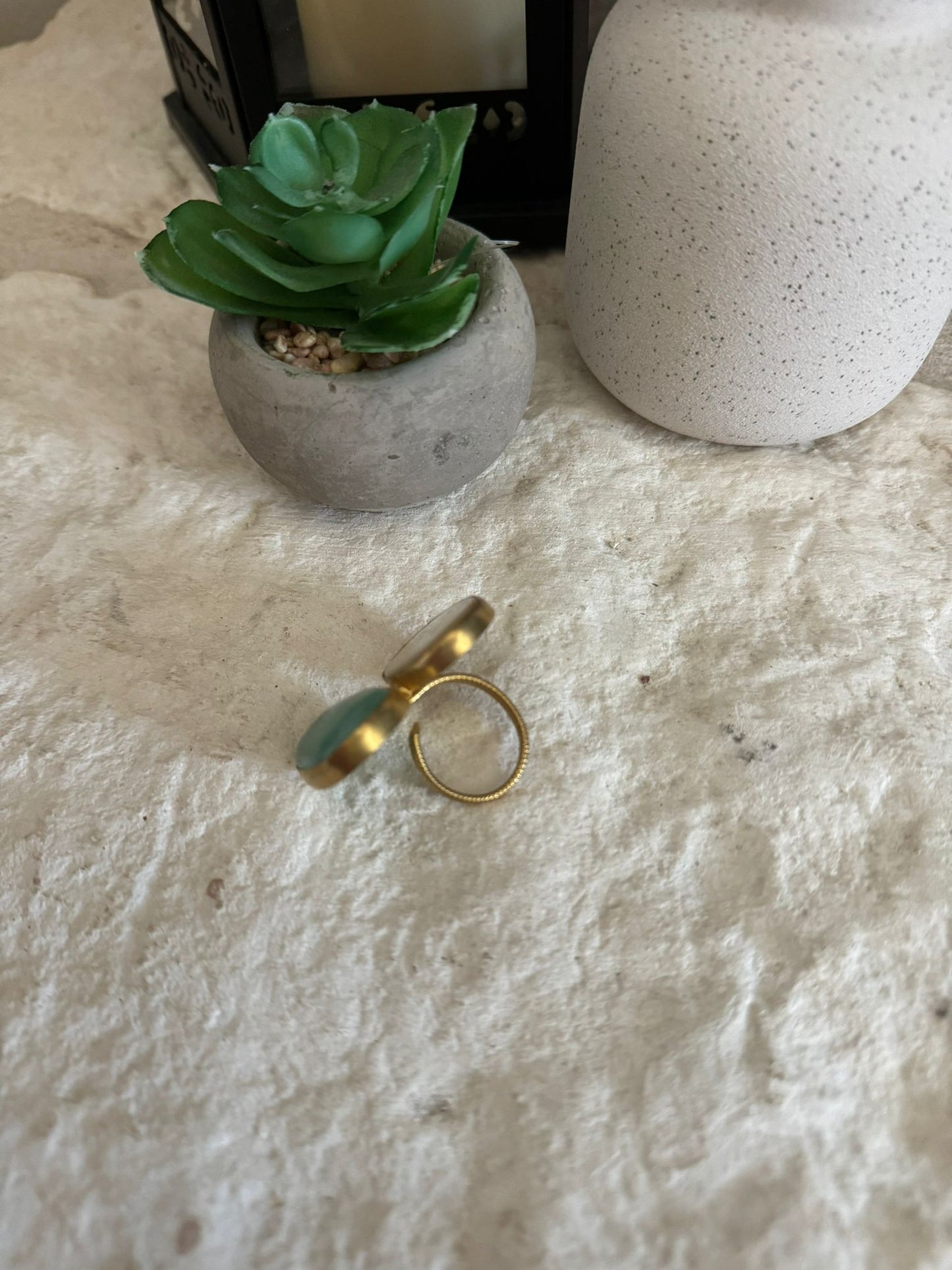 Green Apatite Stone Adjustable Ring