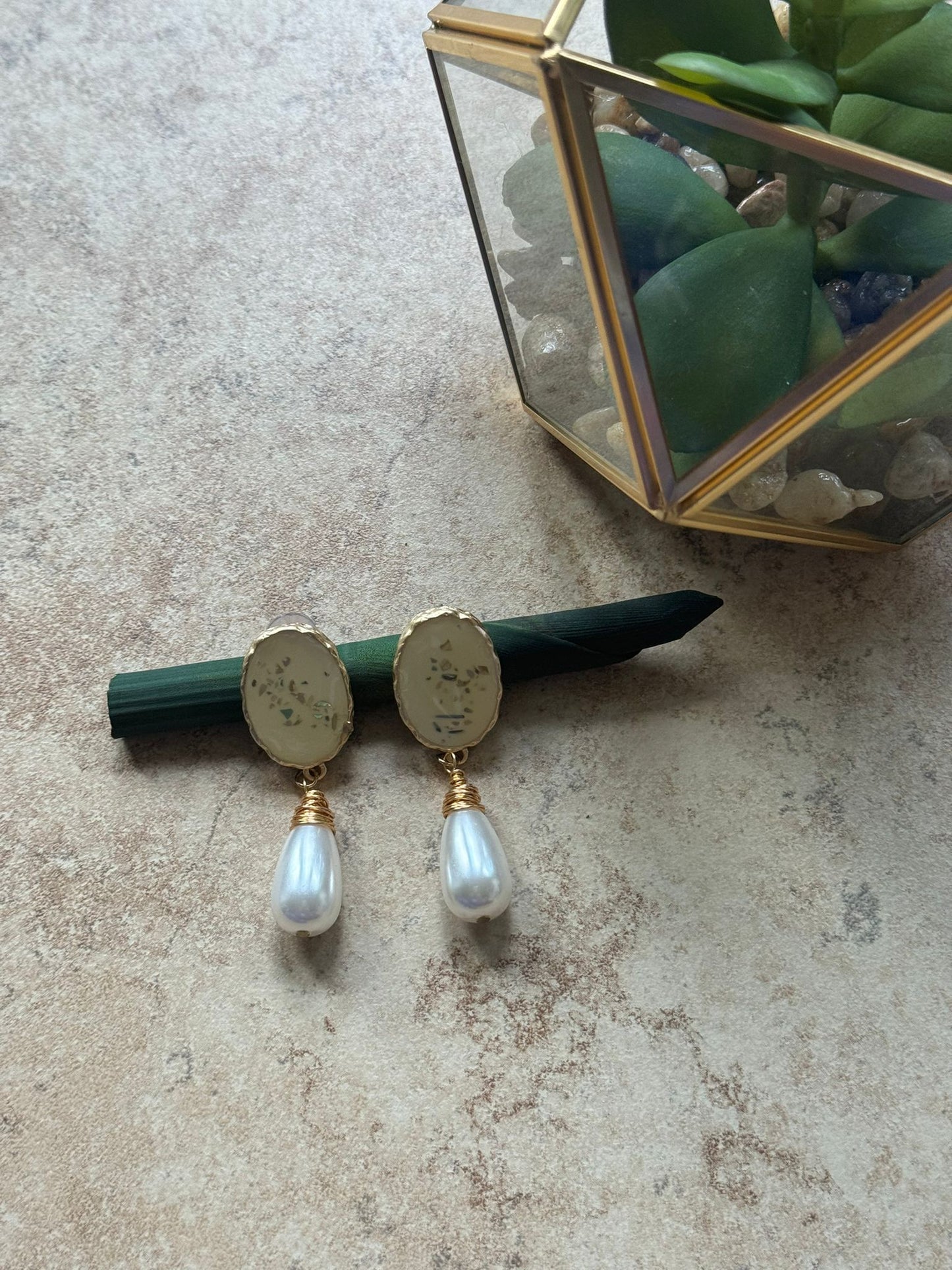 Mosaic Pearl Drop Earrings