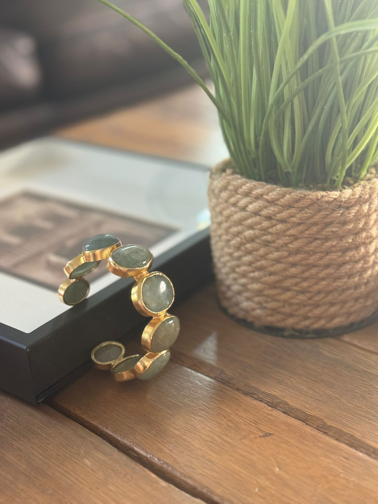 Fluorite Gemstone Adjustable Bracelet