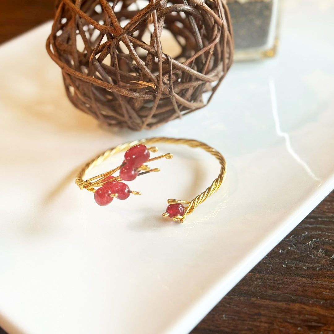 Golden Crimson Wire Wrap Bracelet